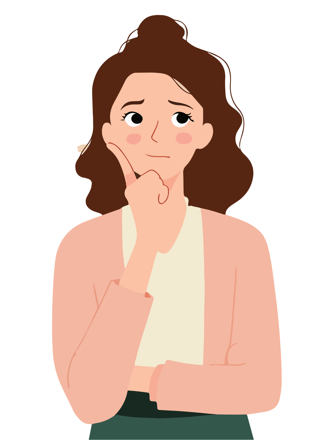 悩んでいる女性のイラスト